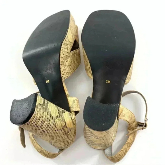 Prima Royale heels size 7 cream gray Python print chunky 60s 70s platforms - Picture 7 of 13